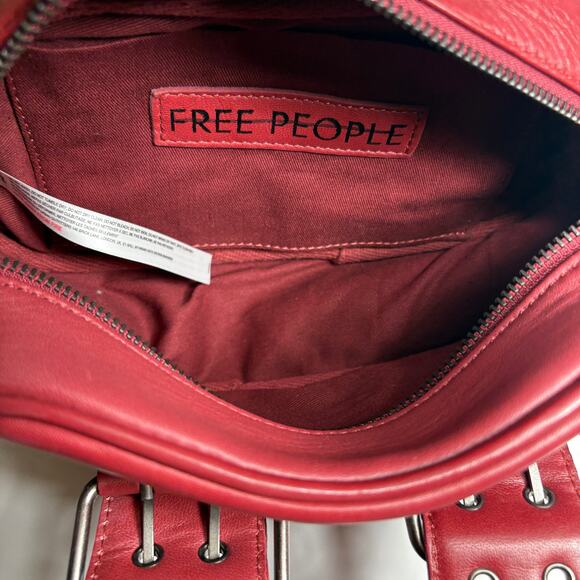 Free People SAY YES BAG 100% Leather Buckle Handbag Bag in Oxblood Red NWOT - Picture 10 of 12